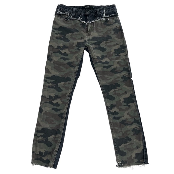 Hudson Black Barbara High-Rise Green Camo Step-Hem Jeans Size 26 Women’s - Picture 1 of 6